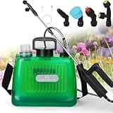 Ramarmro Battery Powered Sprayer 2 Gallon, Electric Sprayer with 4 Mist Nozzles, USB Rechargeable Handle, 32in telescopic Wand, Garden Sprayer with Adjustable Shoulder Strap for Lawn, Garden, Cleaning