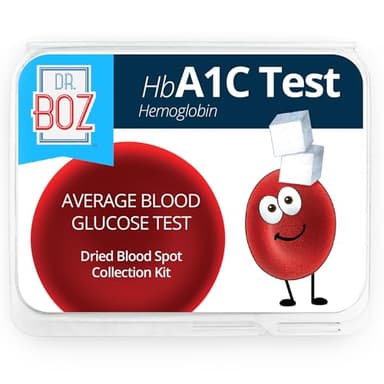 Dr. Boz - Hemoglobin A1C Home Test Kit - Blood Collection Kit with Lab Results - Blood Sugar & hbA1c Levels - Lancets, Bandages, Alcohol Wipe, Envelope - Made in the USA - Diabetes Care & Self Care