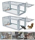 2 Packs Humane Rat Trap Outdoor, Wanqueen Humane Mouse Traps Indoor, Small Rodent Chipmunk Squirrel Trap and Other Live Animal Cage Catch and Release