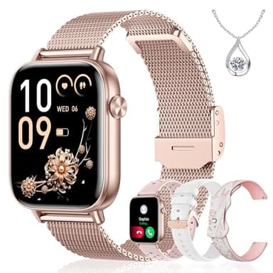Iaret Smart Watch for Women, 1.83" HD Fitness Tracker with 4 Bands, Answer/Make Calls, Heart Rate/Sleep/SpO2/Step Tracking, 100+ Sport Modes, Android/iPhone Compatible Gift (Rose Gold)