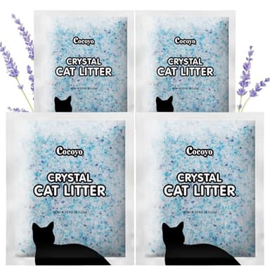 COCOYO Lavender-Scented Crystal Cat Litter I Silica Gel Cat Litter – 17.2 Lbs Value Pack (4.3 Lbs x 4)