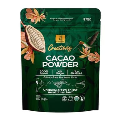 U Chocolate Organic Cacao Powder, Unsweetened & Unalkalized – Fresh from our Farm – Vegan, Allergen-Free, Single-Origin for Baking & Smoothies – 16 oz