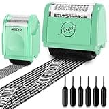 Miseyo Wide Identity Theft Protection Roller Stamp with Mini Confidential Roller Stamps Easy for Data Barcode ID Privacy,Guard Personal Information Blockout - Mint Green (6 Refill Ink Included)