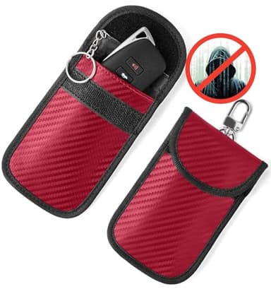 Vammcht Upgraded Faraday Bag for Key Fob (2 Pack), Premium Faraday Key Fob Protector– Car RFID Signal Blocking, Car Security Protection, Anti-Theft Pouch, Anti-Hacking Case Blocker Red