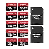 EASTBULL 8GB 10-Pack of Micro SD Cards, SD Memory Card 8GB SD Cards Pack Full HD Video 90MB/s UHS-I U1 Micro SDHC Class 10 for Surveillance Security Cam (10 Units and 2 Adapters)
