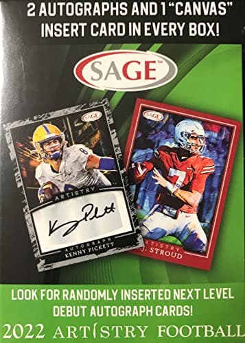 2022 Sage Artistry NFL Football Draft Picks Series Blaster Box with 73 Cards including 2 AUTOGRAPHS and 1 CANVAS Insert Card Possible 2023 Draft Pick CJ Stroud plus Kenny Pickett and Others