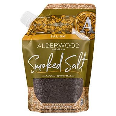 Artisan Salt Company Salish Alderwood Smoked Sea Salt, Fine Grain, Pour Spout Pouch, 16 Ounce