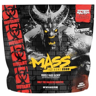 Mutant Mass Extreme 2500 - High Calorie Mass Gainer Whey Protein Powder with Whole Food Carbs - Muscle Building & Weight Gain Supplement for Extreme Hard Gainers - Triple Chocolate 6 lbs