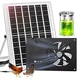 ladate Solar Exhaust Fan with Battery and 3H/6H Timer, High Speed IP65 Waterproof Solar Powered Ventilation Fan for Chicken Coop, Greenhouse, Dog House and Shed, Low Noise (16.4FT Cord, 1 Pack)