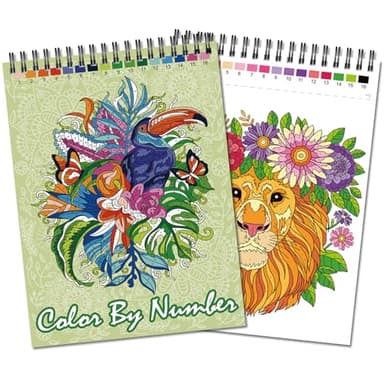 Jadeso Color by Numbers Adult Coloring Book, 30 Pages of Original Animals Patterns, Spiral Bound Coloring Book for Adults Relaxation, Color by Numbers for Adult, Thick Smooth Paper(120gsm)