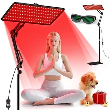 Morfone Red Light Therapy for Body Face - Tri-Wavelength (660nm, 850nm, 940nm) LED Infrared Light Therapy Lamp Panel with Adjustable Stand, Protective Glasses for Home Use, Gift for Women Girl, M