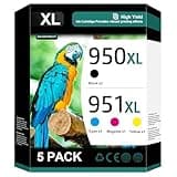 950XL 951XL Combo Compatible for HP 950 950XL and 951XL Ink Cartridges Combo Pack Work for Officejet Pro 8600 8610 8620 8100 8630 8660 8640 76DW 251DW Printers, 5 Pack, 2 Black,Cyan,Magenta,Yellow