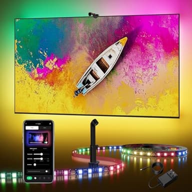 DeckTok TV Backlight LED 15ft - TV Backlight Sync to Screen PC Monitor for 55-75 Inch RGB LED Strip Lights Cuttable with Sensor Smart App Control Game & Music Sync Color Changing Light for Home Decor