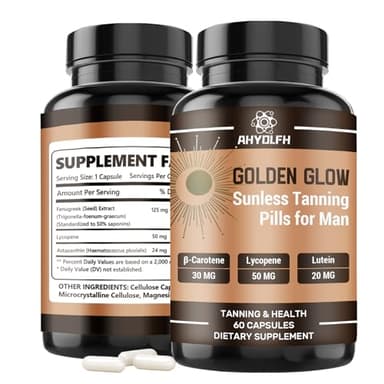 Tanning Pills for Men and Women, Self Tan Daily 𝐒𝐮𝐩𝐩𝐥𝐞𝐦𝐞𝐧𝐭 that Work Without Sun, Healthy Tan Golden Glow, 60 𝐂𝐚𝐩𝐬𝐮𝐥𝐞𝐬 (1)