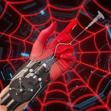 Erdizhu Spider String Shooter Toy, Web Launcher with Gloves, Cool Gadgets String Gloves Shooters Toy for Superhero Role-Play (Black)