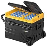 BougeRV 12 Volt Car Refrigerator Dual Zone Electric Cooler, Portable Freezer Fridge APP Control, CRD45 (45L) Compressor Freezer 12V/24VDC 110~240V AC, for Truck Van RV SUV Boat Travel Camping Road