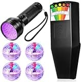 Dunzy 6 Pcs Ghost Hunting Equipment Kit Include 1 Emf Meter 1 UV Flashlight and 4 LED Light up Pet Cat Ball Ghost Investigation Paranormal Equipment for Home Office Inspections Gifts(Strong Light)