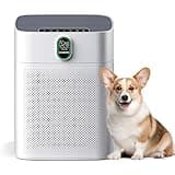 MORENTO Air Purifiers for Home Large Room up to 1076 Sq Ft with PM 2.5 Display Air Quality Sensor for Pet Hair, Double-Sided Air Inlet, 24db, White, 1 Pack + 2 Pack Filters