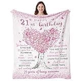 21st Birthday Gifts for Her, 21st Birthday Decorations, 21 Year Old Birthday Gifts for Her, Gifts for 21st Birthday Female, Best Gifts for 21 Year Old, 21st Birthday Gift Ideas Blanket 50"X60"