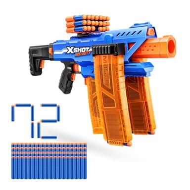 XSHOT Insanity Motorized Clip Mania Dart Blaster with 72 Darts - Air Pocket Technology, Auto Feeding Belt, Tripod & Scope, Outdoor Toy
