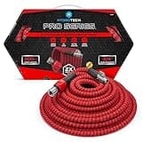 HydroTech 200FT Pro Series 3/4" Expandable Burst Proof Garden Max Flow Hose – Lightweight & Durable – Features Flow-Control Shut-Off & Strain Relief Guard