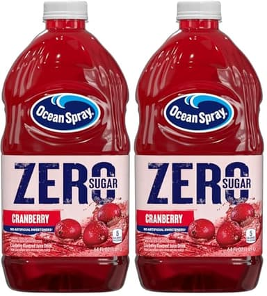 Ocean Spray® ZERO Sugar Cranberry Juice Drink, Cranberry Juice Drink Sweetened with Stevia, 64 Fl Oz Bottle (Pack of 2)