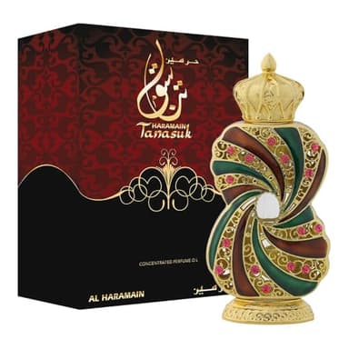 Al Haramain Tanasuk 0.4 oz Concentrated Perfume Oil for Unisex - Amber Vanilla Attar Oil - Arabian Perfume for Women and Men - Long Lasting Fragrance - Arabic Perfume