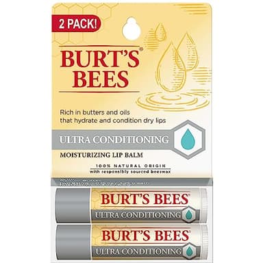 Burt's Bees Ultra Conditioning Moisturizing Lip Balm, Lip Moisturizer Rich in Oils and Butters, 2 Tubes, 0.15 oz.