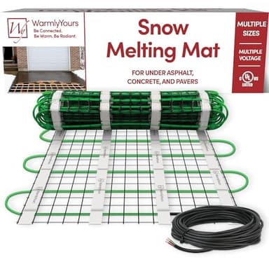 WarmlyYours 3x15 ft. Electric Ice and Snow Melting Mat 120V 2250 Watts - Embedded Under Asphalt, Concrete, or Pavers - Radiant Heated Driveway, Walkways, Sidewalks, Patios, Porch, Ramps PowerMat