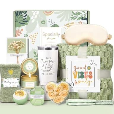 Clexela Mother‘s Day Gift for Women, Vanilla Relaxing Spa Gift Baskets, Self Care Kit Get Well Soon Gift Baskets, Care Package for Her Women Mom Friend Sister