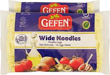 Gefen Gluten Free Wide Noodles 9oz (2 Pack) | No Eggs Added | Large Noodles
