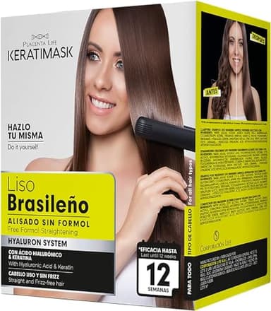 PLACENTA LIFE KERATIMASK Brazilian Straightening Kit with Keratin and Hyaluronic Acid - Keratin Treatment- Get a perfect smooth, shiny and silky- Formaldehyde FREE