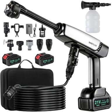 Cordless Pressure Washer Battery Powered;1100PSI Portable Cordless Power Washer,with Brushless Motor,2 Packs Battery&Charger,6-in-1 Nozzle, Foam Cannon, Electric Power Cleaner for Car, Garden, Home