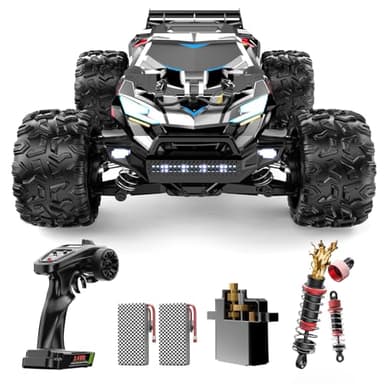 DEERC 308E Brushless Fast RC Cars for Boys & Adults, 55KM/H, 1:18 Off-Road RC Truck, All Terrain 4x4 Racing Mecha Car, 50 Mins, Waterproof Remote Control Monster Truck, Compatible with 3S Battery