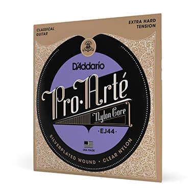 D'Addario Pro Arté Nylon Classical Guitar Strings, EJ44, Extra Hard Tension, 6-String Set, Pack of 1