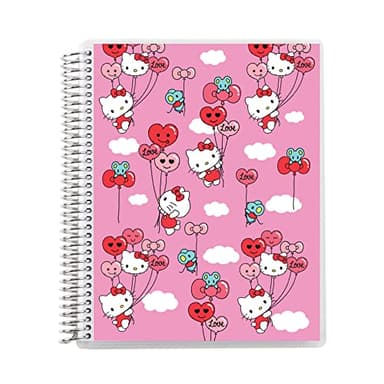Erin Condren 8.5" X 11" Spiral Bound College Ruled Notebook - Hello Kitty Balloons, 160 Lined Page Note Taking & Writing Notebook, 80Lb Thick Mohawk Paper, Stickers Included