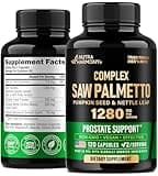 Saw Palmetto for Men 640mg - Pumpkin Seed | Nettle | Zinc & Pygeum - Prostate Health & Urinary Supplement - DHT Blocking & Hair Support - 45% Fatty Acids, Clinical Strength - Made in USA, 120 Capsules
