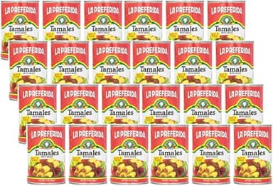 La Preferida Beef & Pork Tamales (Hearty Mexican Canned Tamales in Red Sauce) – No Artificial Colors or Preservatives, Just Heat and Enjoy, 15oz (Pack of 24)