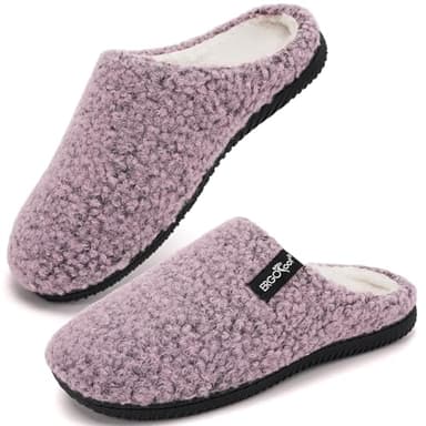 ERGOfoot Arch Support Orthopedic Slippers for Plantar Fasciitis, Sherpa Fleece Clog Style -Machine Washable Non-Slip Indoor Outdoor House Slippers for Women& Men/Pink Purple Marl W7