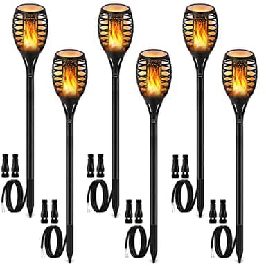 LUYE Low Voltage Torch Landscape Lights 12V Outdoor Wired LED Torches Pathway Lights IP65 Waterproof Flickering Flame Torch Light Low Voltage Landscape Lighting Christmas Decoration Light (6Pack)