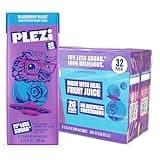 PLEZi Fruit Juice Boxes For Kids, Blueberry Blast – Low Sugar Drinks with Dietary Fiber, Healthy Vitamin C, and Potassium Electrolytes – 6.75 Fl Oz (Pack of 32)