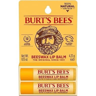 Burt's Bees Lip Balm - Original Beeswax, Lip Moisturizer With Responsibly Sourced Beeswax, Tint-Free, Natural Origin Conditioning Treatment, 2 Tubes, 0.15 oz.