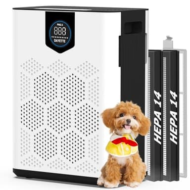 DAYETTE Air Purifier for Home Large Room Up to 3000 Ft² with 2xH14 HEPA Filters, Air Purifiers for Pets Bedroom with Washable PreFilters, 2 TIMES Purification Speed In Turbo Mode for Dust, Hair, Odor