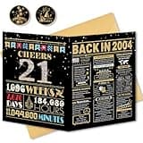 BGTCARDS 21st Birthday Card, 21st Birthday Decorations for Her Him, 21st Birthday Gifts for Daughter Son, Back in 2004 Birthday Card, Black Gold