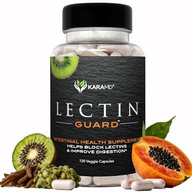 KaraMD Lectin Guard | Colon Cleansing Lectin Blocker | Slippery Elm, Bladderwrack, Sodium Alginate, Okra, Kiwi & Papaya | Gut Health for Women and Men, Gluten Free 30 Capsules