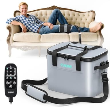 CUEME 20 QT Ice Machine for Knee After Surgery, Programmable Timer Cold Therapy Machine, Knee Replacement Recovery System, Cryotherapy Pain Relief Pad for Shoulder, Hip, Ankle & Foot