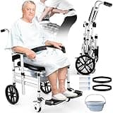 Shower Chair with Wheels, Hybodies Folding Shower Wheel, Transport Chair, Commode, Rolling Bath Chair for Handicap, Elderly & Injured, Waterproof & Soft, Front Locking Wheels, Safety Straps Included