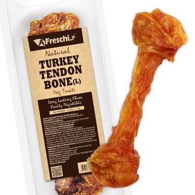 A Freschi srl Turkey Tendons for Dogs, Long-Lasting, Hypoallergenic Rawhide Alternative, Human Grade, Healthy Puppy Chews, Natural Dog Treats for Large Dogs, Bone (L), 1 Count Pack