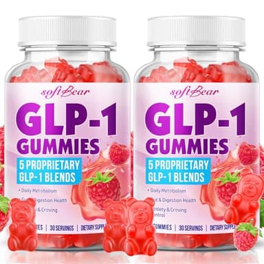 softbear GLP-1 Probiotic Gummies, GLP 1 Supplement with Berberine Akkermansia Probiotic for Gut & Digestion & Immune Support, Vegan/Sugar-Free/Gluten Free, Raspberry Flavor 120 Count