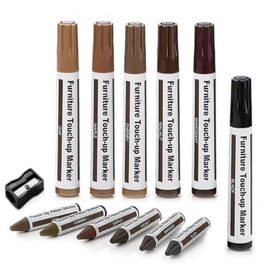 Wooden Furniture Floor Scratch Repair Markers and Wax Sticks for Stains, Scratches, Wood Floors, Tables, Desks, Carpenters, Bedposts, Touch Ups, and Cover Ups (Set of 13)